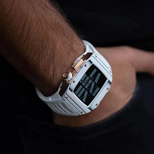 Czke Јаглеродни Влакна Случај Спортски Стил Мод Комплет за Apple Watch 7 45mm Лесен Ремен за IWatch 6 SE 5 4 Серија 44mm DIY Додатоци