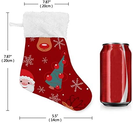 Алаза Божиќни чорапи Санта и елени класични персонализирани мали декорации за порибување за семејни сезонски празници за забави Декор од