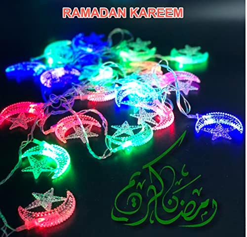 Декорација на еид исламски LED жици светла со USB затворен дом Декорација на празник фестивал светли starsвезди Месечината ладна