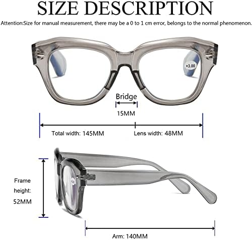 Hubeye 3 пакет ретро преголеми очила за читање за жени со сина светлина за блокирање на компјутерски читатели Симпатична мода дами очила