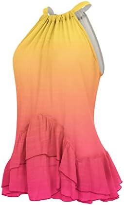 Тинејџерска девојка отворена назад запрска елек -елек врвови на елек градиент тенок тунис плетенка peplum cami резервоар летен есен елек