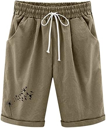 Чиста боја Бермуда шорцеви женски колено должина летни обични шорцеви со дрес со длабоки џебови салон долги шорцеви шорцеви