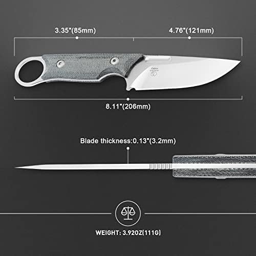 Kizer Cabox фиксиран нож за сечило 3,35 инчи D2 челичен џеб нож Микарта рачка со обвивка 1048A1