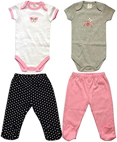 Сет за бебиња за бебиња на Spasilk, каросерија за кратки ракави и панталони за влечење, 4 парчиња