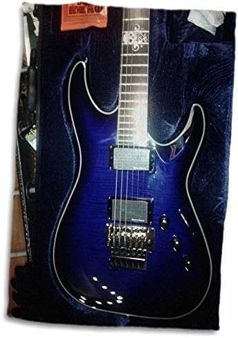 3Д роза печатење на сина електрична гитара со хром череп TWL_194734_1 пешкир, 15 x 22, повеќебојни