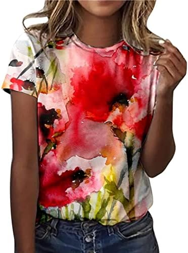 Мачки за кратки ракави за тинејџери есен летен екипаж градиент графички блузи маички жени облека мода y2k