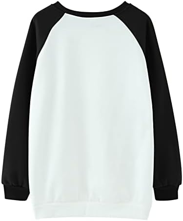 Врвовите на Денот на вineубените за жени Симпатични срцеви графички маички Обични бои блок Раглан кошула џемпери пулвер туника Туника