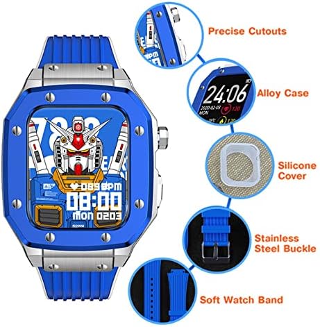 ZEDEVB легура за часовници за часовници за лента за бенд Apple Watch серија 7 45mm луксузен метал гума од не'рѓосувачки челик модификација