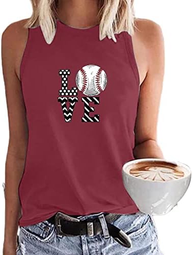 Womenените бејзбол резервоар врвови Loveубовни букви графички маички со маици касаул лабава ракава екипаж вратот на мајката