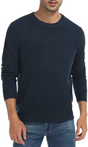Џемпер на екипажот на Aimeilgot Mens Crewneck Casual Classed Classic Pullover џемпер со долги ракави џемпер за мажи со работ на лента