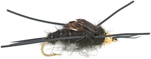 Местото за риболов на мува, волфрам на мушка глава Нимфа мува риболов летаат - црниот камен на Кауфман со гумени нозе - влажна
