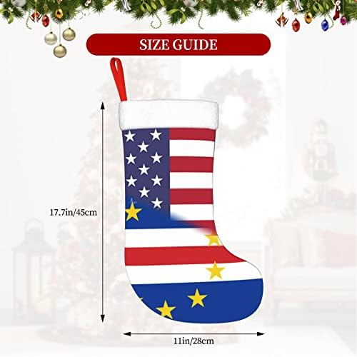 Американско знаме и знаме на Кејп Верде Божиќни чорапи, подароци за одмор на Божиќни празници за украси за семејни празници 18-инчни