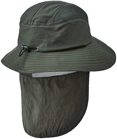 Лемогино сонце капа upf 50+ капа за заштита од сонце широко риболов капа со капаче на вратот - зелена