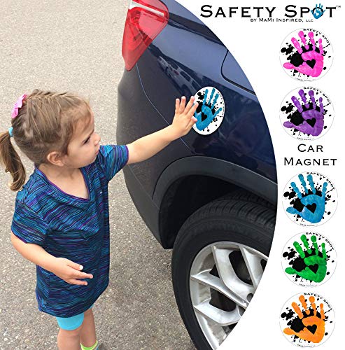 Магнет за безбедносно Место - Детски Отпечаток За Безбедност На Паркингот - Бело Со Црна Позадина