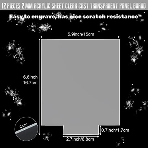 [12-пакет] акрилни чаршафи за светлосна основа, чиста табла за леано плексиглас, дебела пластична стаклена панел од 1/12 со заштитен филм