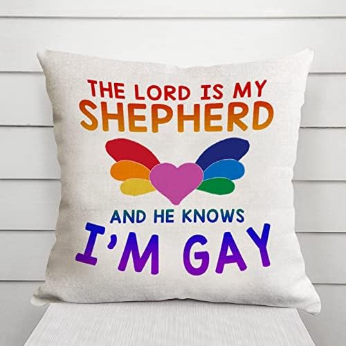 Лезбејска геј гордост Пансексуална трансродова фрлање перница покритие Господ е мојот овчар и тој знае дека сум геј перница