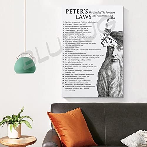 Платно платно за печатење на законите на Питер, упорно и страствено размислување платно платно платно платно постери и отпечатоци од wallидни