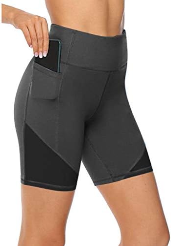 ВОЛУА жени плус големина со голема половината со високи половини со џебови со цврсти истегнувања јога панталони тренингот хеланки