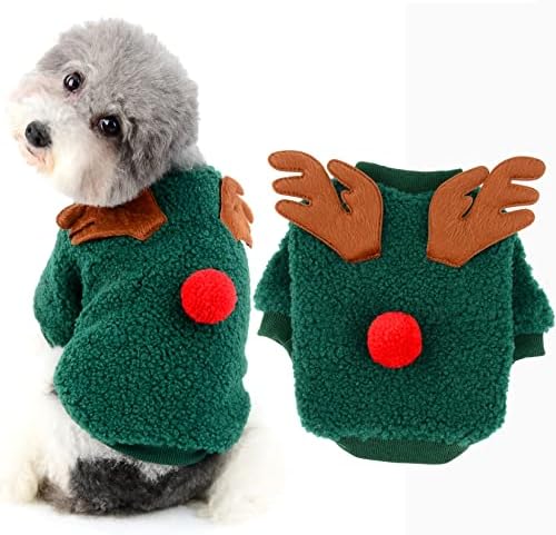 Ranphy руно мало кучиња џемпер миленичиња елф ирваси костум кученце мачка Божиќна облека кучиња зимска облека мек пулвер топол палто