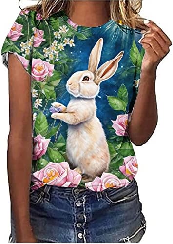 Лето есен, жени 2023 Кратка 1/2 ракав памук графички среќен подарок салон Велигденска јајце блуза маичка за девојчиња jv