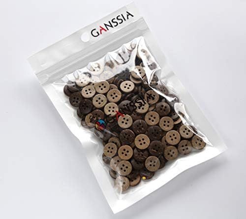 Копчиња за кокосова школка во Гансија Мала големина 1/2 инчи 4 дупки Кокос копче за шиење кошула или занаетчиски пакувања од 200