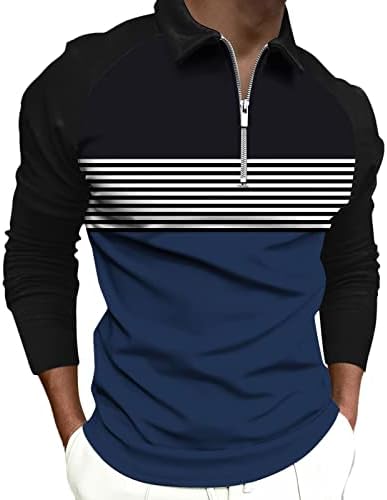 Xxbr долги ракави патент Поло кошули за мажи, есен шарен бок -ток -крпеница обична јака маица спортски голф врвови