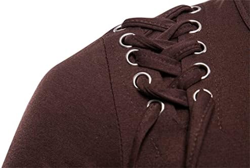 МАЈИФУ-ГЈ Менс екипаж на пот, кошули од пот, Неправилен дизајн плетење плетенка со плетенка со јаже лето нов краток ракав