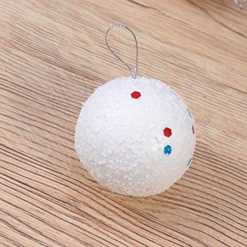 Среќен бел декор 48 парчиња бели топчиња од пена занаетчиски топки Божиќни украси висат украси за новогодишни елки DIY Божиќен занает