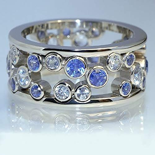 Womenените ветуваат прстени луксузни симулиран дијамантски венчален прстен за мажи предлог за ангажман прстен бакарен прстен
