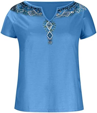 Дами 2023 V вратот Памук Графички Обичен гроздобер кошула со блуза есен лето кратка маица за тинејџери за тинејџери 5к