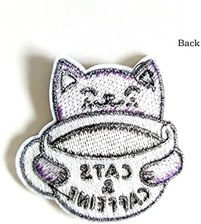 Смешно кафе мачка значка амблем железо на лепенка извезена шива на закрпи за девојче девојче здолниште фустан за детска торба маица занаетчиска