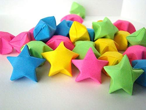 Kingsnow Rainbow Girgami Среќа starsвезди на хартија- 200 парчиња светла боја оригами сонувачки starsвезди/рачно изработени посакувани starвездени/забавни