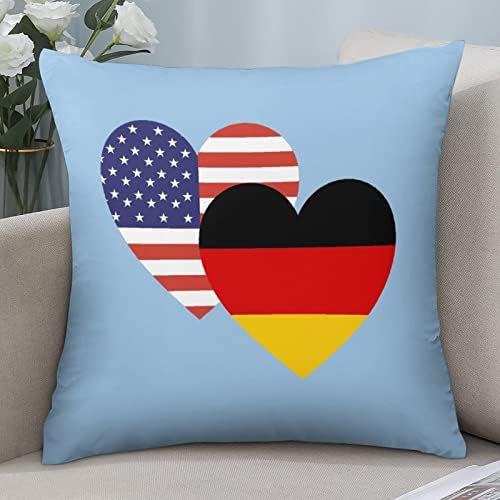 Германски американско срце знаме за плоштад перница од полиестерска перница капачиња фрлаат капаци за перници за декор на софа