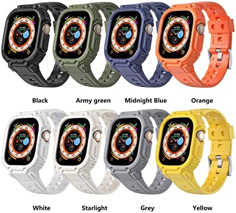Texum Strap + Case for Apple Watch Ultra Band 49mm 44mm 42mm 38mm 40mm Bumper Case Rugged Men Bands For Iwatch Series 8 7 6 5 4 3 SE