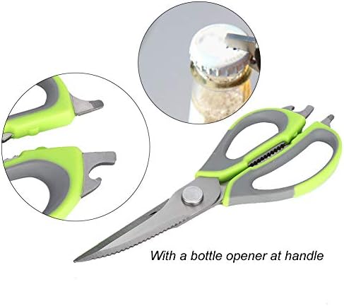 Ножици за скара од рагузо, практични кујнски ножици кујнски смолкнување отпорни со рачка за отвор за шише за пилешко/живина/риба/месо/зеленчук/скара