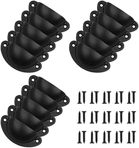 Kyuionty 15 парчиња антички црни фиоки копчиња влечете ја рачката метална чаша влечење 2,5 центри за дупки, гроздобер рачка за влечење на школка