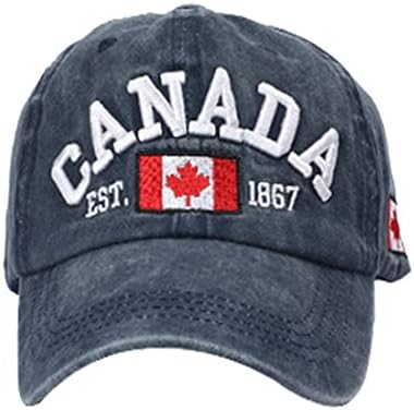 FOETEST прилагодлива капа од памук капа Бејзбол капа Канада капа капа за капа, случајна везена облека за глава
