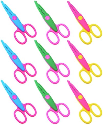 Додатоци за везење Nuobesty 9PCS Деца Безбедносни ножици за ножици за хартија за мали ножици за обука на ножици за наставници за деца