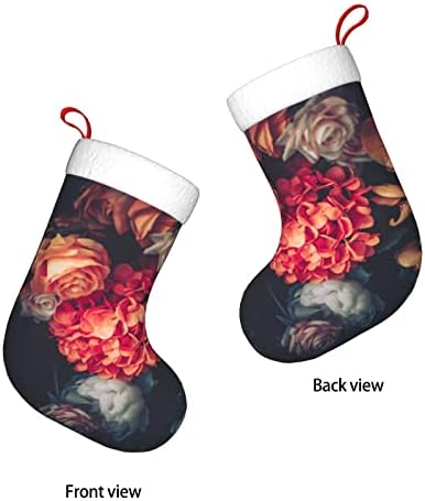 Божиќни чорапи за божиќни чорапи гроздобер сликарство градина цветни двострани камин што виси чорапи