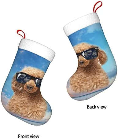 Аугенски Божиќни чорапи очила за сонцето играчки пудлица двострана камин што виси чорапи