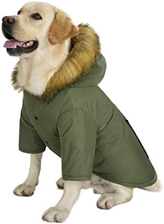 Мијаододо големо куче надолу со јакна од качулка Зимска водоотпорна, рефлексивна облека со топла кучиња облека дебела поставена за средни големи
