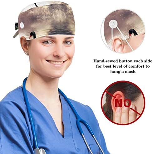 Медицинска сестра ги капачињата жени долга коса, тажно работно капаче за магаре со копче и лакови за коса