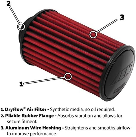 AEM 21-2277BF Универзален филтер за прицврстување на воздухот за сув проток: овален затегнат; 5 во ID на прирабница; 7 во висина; 10,5