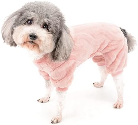 Зунеа зимски кучиња пижами за мали кучиња момче момче топло руно кутре облека паѓаат pjs пижами со пижами со 4 нозе со меки кадифен