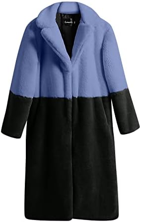 Долги палта за жени, долги ракави со мантил женски зимски енканто дома, долга фит -палто, удобно густо дебело боење лапел парка женска