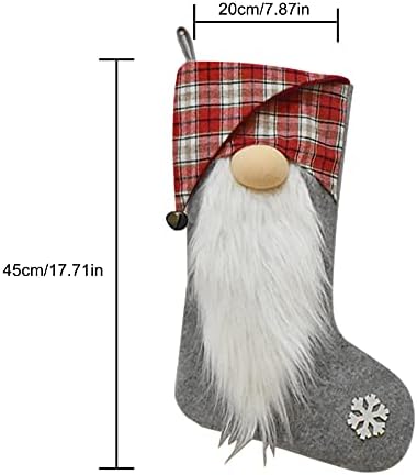 Fonzci 2 пакувања Божиќни чорапи за Божиќ, 3Д кадифен шведски гном порибување камин виси чорапи торби за подароци за Божиќна декорација