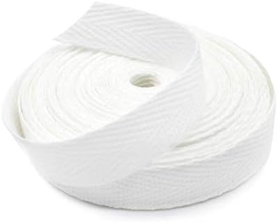 3/4 Шиф памучна лента со двојка - бела - 5 јарди. Пријателска лента за земја направена од памук изработена во САД