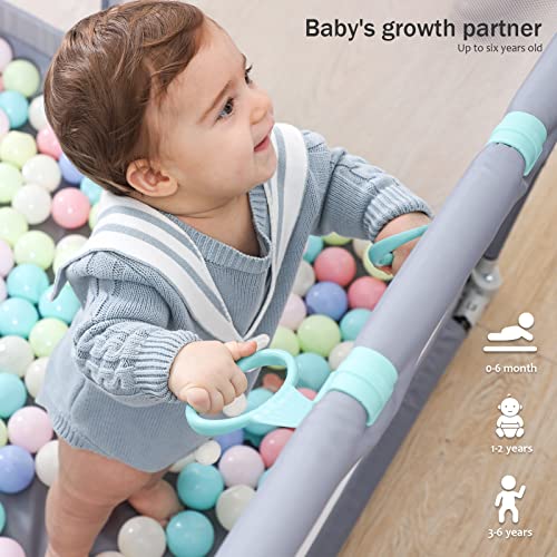 Ubravoo преклопено бебе игра, безбедно без празнини за деца центар за деца со дише мрежи и голема врата од патент, преносна игра за