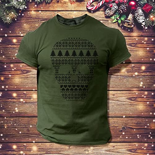 Машка цела сезона Божиќна смешна маица Делумна тркалезна врата Цврста боја Печати краток ракав плус големина празнична радост