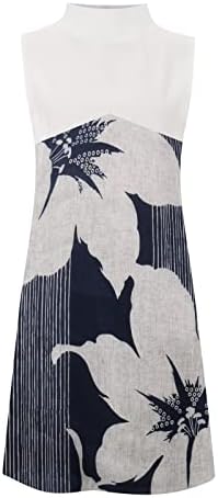 Есен летен памучен фустан женски женски трендовски ракав без ракави графички патент за бренд фустан за дами E9 E9